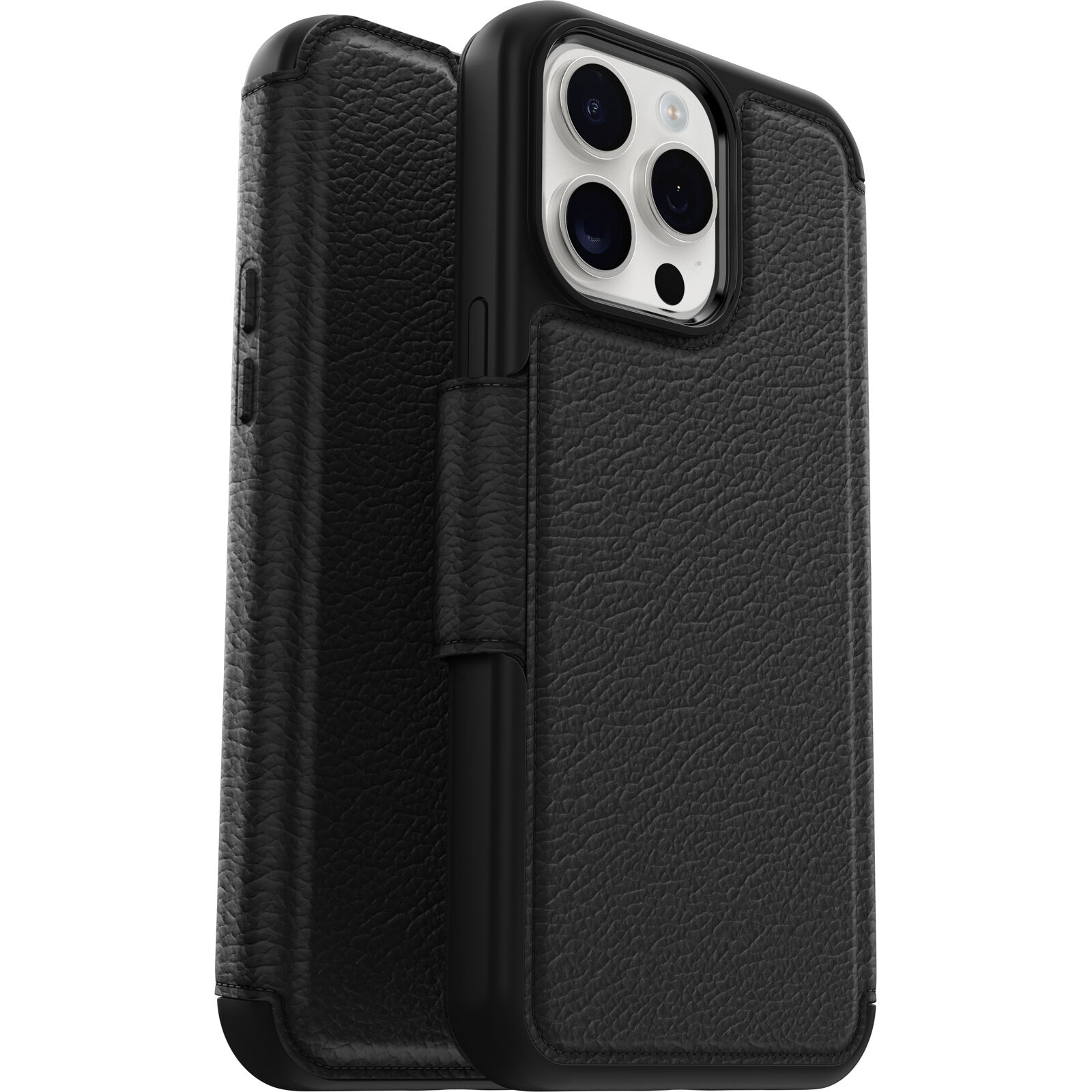 iPhone 15 Pro Max 黑色Symmetry Leather Folio 磁吸掀蓋皮套手機殼