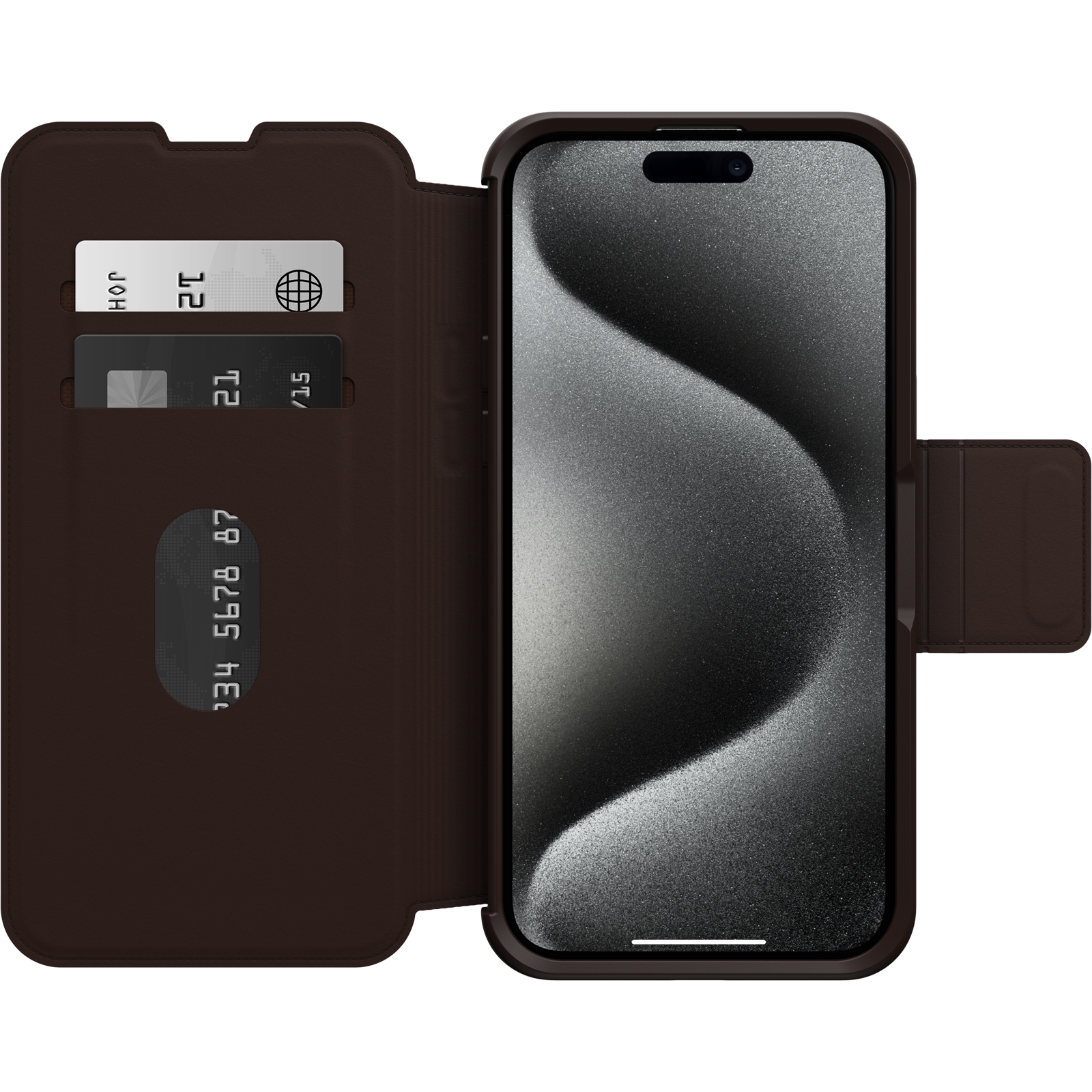 iPhone 15 Pro Max black Symmetry Leather Folio Phone Case